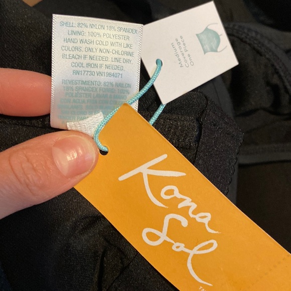 Kona Sol Black One-Shoulder Tie Floral One-Piece Swimsuit - Picture 8 of 10